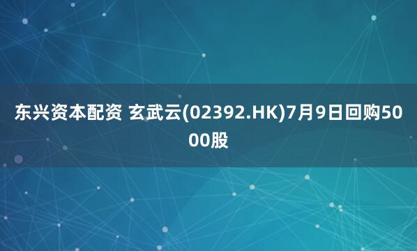 东兴资本配资 玄武云(02392.HK)7月9日回购5000股